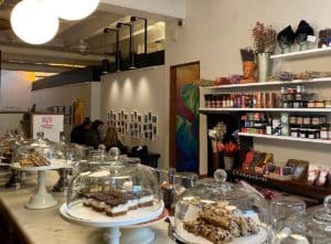 Interiors, cakes, and bar at Baked & Wired in DC
