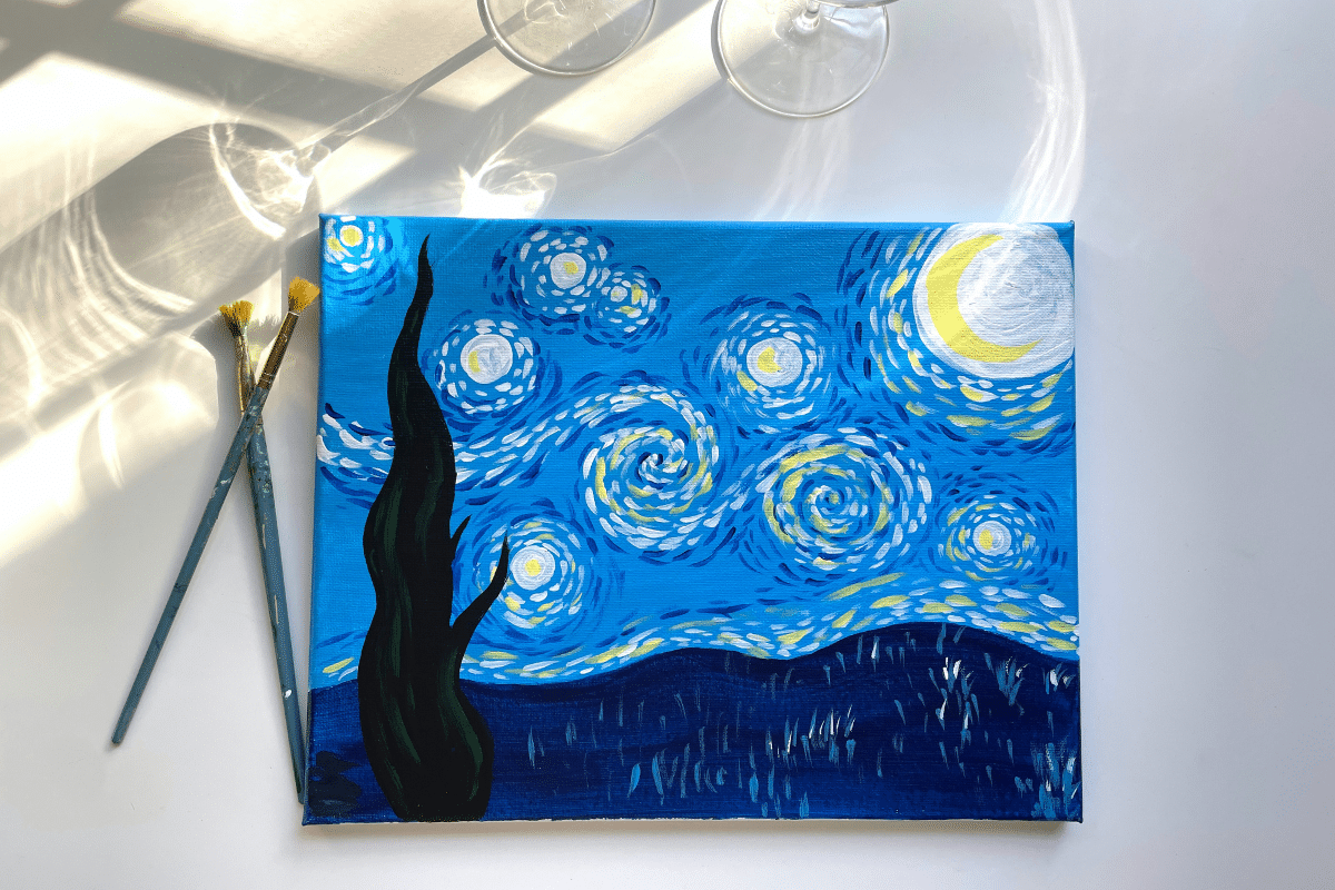 starry night painting from sip and paint event